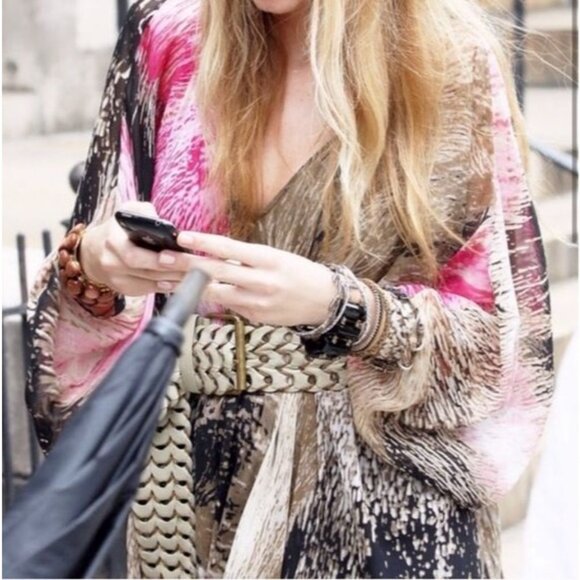 Diane Von Furstenberg DVF Fleurette Gossip Girl Serena Batwing Silk Boho Dress - Picture 3 of 16